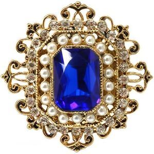 Women's Antique Blue Rhinestone Rectangle Crystal Brooches Pins Jewellery